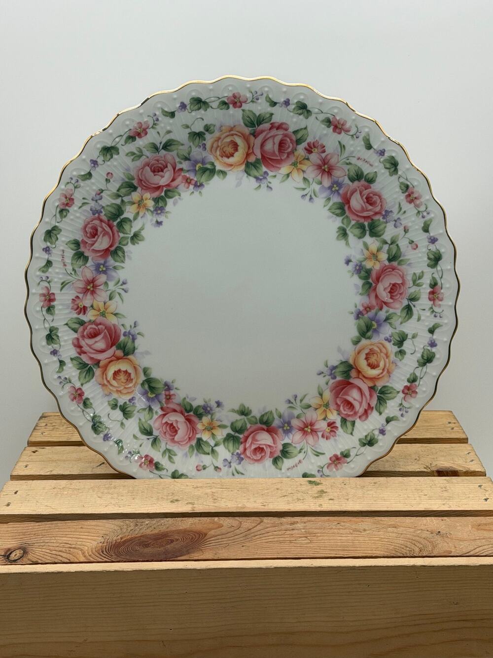 Andrea by Sadek Vintage Porcelain Floral Serving Platter / Charger Plate - (12")